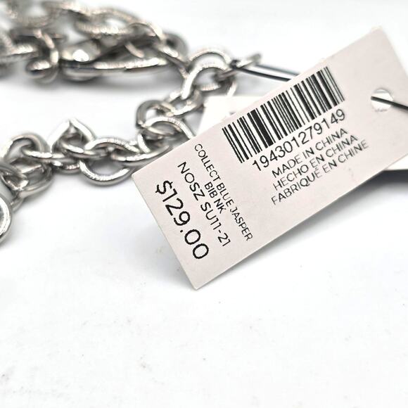 Blue Jade Chico's Necklace Semiprecious Stone Rustic Brutalist Style 18" - 22" L - Picture 5 of 15